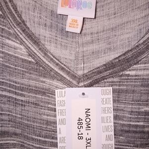 LuLaRoe Tan Striped V-Neck Top 3XL